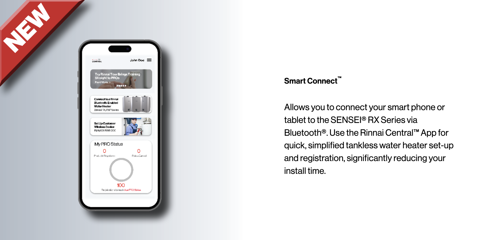 Rinnai's Smart Sense feature banner