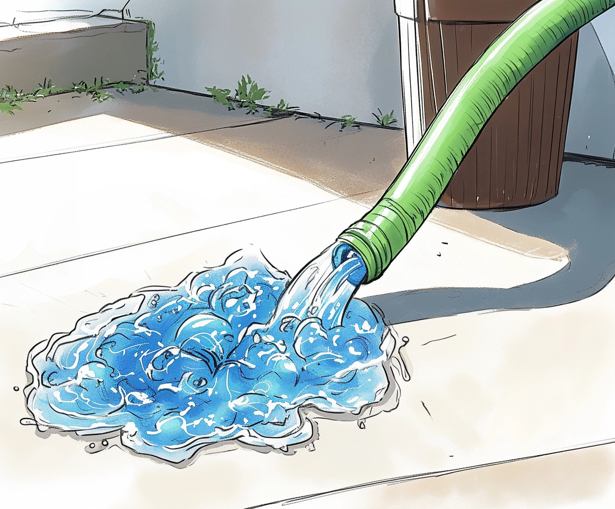 An illustration showing clean water after flushing a water heater